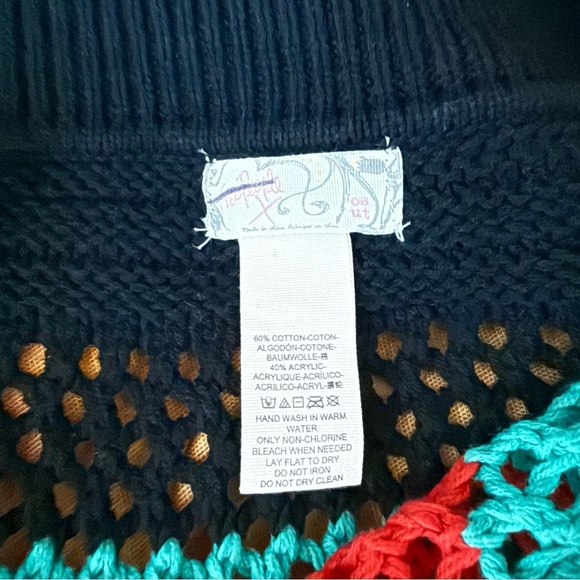 Free People One Size Crochet Striped Tunic - Picture 5 of 5